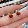Pendientes de perlas pequeñas para Año Nuevo festivo, diseño de estilo coreano, temperamento, moda, red, pendientes de aguja de plata roja, pendientes al por mayor