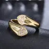 Design Europeu e Americano Novo Anel Redondo Amor Novo Anel Aberto Zircônia Banhado a Ouro Retrô Feminino Torcido