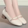 Una generación de zapatos de cabeza cuadrada para mujer, otoño 2024, nuevos zapatos Joker de boca baja, zapatos de mujer de tacón grueso, zapatos de cuero de fondo suave con falda