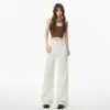 26 jeans blancos de Tencel Lyocell para mujer, finos, de cintura alta, fluidos, largos hasta el suelo, rectos, holgados, pantalones de seda helada, disponible para dropshipping