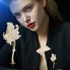 Estilo Coreano Moda Simple Broche Hoja de Arce Incrustado de Diamantes Perla de Agua Dulce Dorado Elegante Elegante Elegante Alfiler de Camisa Ramillete