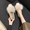 Zapatos de Invierno para Mujer para Exteriores con Piel 2024 Nuevo Estilo Coreano Versátiles Mocasines de Felpa, Zapatos Cálidos de Algodón para Mujeres Embarazadas con Tacones Bajos