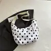 Otoño 2026 Nuevo Bolso Croissant Plisado de Lunares para Mujer Gran Capacidad Bolso Cruzado de Hombro Estampado Versátil para Viajar Estudiante