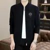 Cárdigan de Punto para Hombre de Primavera y Otoño Ropa Exterior de Alta Calidad Suéter Moda Juvenil y de Mediana Edad Chaqueta de Punto a la Moda Hombre Negro
