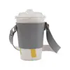 Conjunto de Copos PU Cor Sólida Estilo Coreano Simples Copo Térmico de Grande Capacidade Conjunto de Copos Portátil Conjunto de Copos Portátil com Botão D