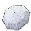 Guarda-chuva Feminino com Estampa Floral Fresca, Renda, Estilo Menina, Borracha Preta Protetora do Sol, com 70% de Desconto, Fechos de Argola Acionados Manualmente, Guarda-chuva para Mulheres, Estoque Pronto do Fabricante, Venda por Atacado