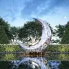 Escultura de Lua em Aço Inoxidável para Exterior Moderna Simples Fonte de Água Água Corrente Ornamento Abstrato Paisagismo de Pátio Comunitário Personalizável