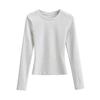 Skims Kardashian cor sólida gola redonda manga longa slim bottoming feminino ombro emagrecimento alta elástica camiseta pequena camisa bottoming camisa
