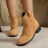 Nuevo modelo de comercio exterior para otoño e invierno 2026, cómodas botas de tacón bajo para mujer en tallas grandes 40-48, diseño moderno de corte bajo, venta directa de fábrica