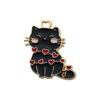 Anillo Hueco de Gato de Dibujos Animados con Goteo de Aceite DIY Accesorios de Aleación Colgante Único Colgantes para Aretes Colgante para Llavero