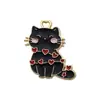 Anillo Hueco de Gato con Goteo de Aceite de Dibujos Animados Accesorios de Joyería de Aleación DIY Colgante Individual Pendientes Colgante para Llavero