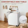 Gabinete de Sala de Estar Transfronterizo con Ruedas, Estantes, Cubo de Basura y Clavos; Mesa de Costura Plegable, Compacta y Multifuncional