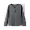 Camiseta Interior de Manga Larga con Cuello en V y Botones para Mujer 2026 Otoño/Invierno Nuevo Espesada con Felpa Suave y Lisa Amigable con la Piel Top Base para Mujer