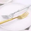 Nuevo Juego de Cubiertos de Acero Inoxidable de Alta Calidad Chapado en Oro Estilo Western Krim para Hotel, Cuchillo para Bistec, Tenedor, Cuchara, Juego de Cinco Piezas