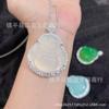 Colgante de Buda masculino de calcedonia azul hielo con incrustaciones plateadas y ágata blanca, collar de jade Maitreya, venta al por mayor, suministro en vivo