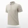 Camisa Polo con un Toque de Lujo, Camiseta de Hielo sin Costuras para Negocios para Hombre con Cuello Campana, Corte Holgado, Top Estampado de Manga Corta para Fitness
