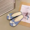 Pantuflas poco profundas de estilo francés con lazo y punta redonda para mujer, moda versátil de verano 2026, mules cerrados vintage