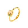 Anillo de Bambú de Jade Hetian Natural Plata de Ley s925 Chapado en Oro Nuevo Estilo Chino Esmalte Estilo Nacional Anillo de Azúcar de Alta Calidad