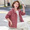 Conjunto de Otoño para Mamá 2026 Nuevo Elegante y Moderno Gabardina para Mujeres de Mediana Edad 50 Años, Chaqueta con Cuello de Solapa