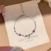 Galáxia Névoa Roxa~Pulseira com Pingente de Flor de Zircônia Gota d'Água Estilo Minimalista Coreano Ins Pulseira Joia de Luxo Leve de Alta Qualidade