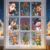 Pegatinas Estáticas Navideñas Clásicas Rojas y Doradas para Ventanas Papá Noel Renos Muñeco de Nieve Pingüino Decoración de Ventana sin Pegamento Venta al por Mayor Transfronteriza