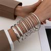 Pulsera de aleación de estilo étnico transfronterizo vintage ancha traje para mujer pulsera dorada lisa pulsera juego de diez piezas