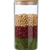 Pote Selado com Tampa de Bambu Pote de Armazenamento de Vidro Transparente Pote para Chá Doméstico Grãos Picles À Prova de Umidade Garrafa para Temperos