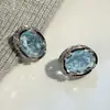 Pendientes de Verano Azules Estilo Francés Menta Mambo con Piedras de Cristal, Pendientes Únicos y de Nicho con un Diseño de Alta Gama