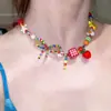 Lichi Haiyan ~ Mismo Diseño de Ins Color Caramelo Chica Dulce Picante Dulce Fresca Ojo de Gato Amor Joker Collar de Perlas