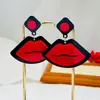 1 Par de Labios Rojos Candado de Amor Pendientes con Llave Pendientes Sentido Avanzado Nicho Picas Amor Día de San Valentín Festivo Sexy