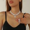 Conjunto de Noiva para Mulheres, Novo Estilo Transfronteiriço, Colar, Brincos, Pulseira Conjunto de Três Peças, Corrente de Clavícula Totalmente em Diamante, Colar para Vestido de Noite