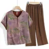 Ropa de Verano para Mamá, Camiseta Holgada, Top de Manga Corta para Mujeres de Mediana Edad y Mayores, Atuendo de Verano Elegante para Señoras Mayores y Abuelas