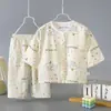 2026 Conjunto de Pijama de Algodón y Seda para Niños Verano Bebé Cárdigan Delgado Ropa de Casa Algodón Seda Ropa para Aire Acondicionado