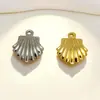 Nuevo colgante hueco de acero inoxidable con baño de oro real, con un solo orificio, en forma de concha, estrella de mar, pez o corazón. Accesorios para joyería DIY.