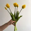 Flor de Simulação de Plástico Transfronteiriça Papagaio de Silicone Tulipa Decoração de Casa DIY de Luxo Leve Ornamento Decoração de Casamento
