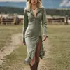 Superventas de Amazon Transfronterizo 2026 Estilo Vaquero Occidental Gamuza Borla Delgado Manga Larga Vestido