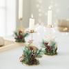 Castiçal de Natal de Ferro Dourado Pinha Decoração de Mesa para Janela Decoração de Natal Arranjo de Atmosfera Bandeja de Vela