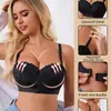 Tallas Grandes Hermoso Espalda Encaje Botón Frontal Sujetador Ropa Interior para Mujer Push-Up Exportación Europea y Americana Amazon Tallas Grandes Hermoso Espalda Cruzada Sujetador