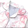 Conjunto de Pijama Cardigan Rosa de Seda Leite Transfronteiriço Europeu e Americano para Mulheres, Shorts de Manga Curta, Roupa de Casa Confortável e Respirável Conjunto Casual