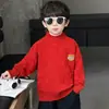 Suéter Infantil 2026 Novo Outono Inverno Crianças Inverno Malha Vermelha Bebê Suéter Pulôver Quadrado Roupa Externa