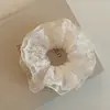 Scrunchie Cuadros Bordados con Encaje Romántico Estilo Francés Elástico Elegante para el Cabello Estilo Coreano Diadema para Moño Primavera