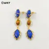 WT-E776 Pendientes Clásicos de Longitud Media con Forma de Hoja de Piedra Preciosa de Colores Joyería Versátil para Suéteres y Faldas de Niña