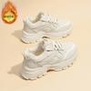 Zapatos de Terciopelo para Papá de Invierno 2025 para Mujer Estilo Coreano Versátiles de Suela Gruesa Acolchados Cálidos de Algodón Zapatos Deportivos Zapatos Casuales para Correr