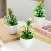 Planta artificial em vaso com flor de ameixeira de cinco folhas para decoração de mesa de jantar em ambientes internos. Ideal para decoração de interiores.