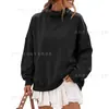 Outono e Inverno 2026 Nova Roupa Feminina Transfronteiriça Europeia e Americana Amazon Comércio Exterior Cor Sólida Gola Alta Meia Pulôver Casual Solta Blusa de Moletom