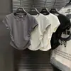 Tiktok peça única entrega verão algodão puro design versátil nicho cintura curta apertada ombro camiseta básica feminina manga curta