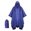 Poncho Impermeable Multifuncional 3 en 1 para Ciclismo al Aire Libre, Poncho de Lluvia con Cremallera de Poliéster para Senderismo, Venta al por Mayor para Comercio Exterior y Ventas Transfronterizas