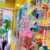 Chaveiro de resina com gradiente de cor transparente de coelho para carro, feminino, fofo, para casal, pingente de bolsa, enfeites para celular