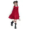 Conjunto de Año Nuevo 2025 para Niñas con Forro de Felpa Moda Nueva Elegante para Niños Mayores Vestido Casual Coreano