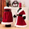 Estilo Vestido de Fiesta Festival de Navidad Cubierta para Botella de Vino Tinto Ropa Exterior para Botella de Vino con Ribete de Terciopelo Decoración de Mesa Artículos Pequeños